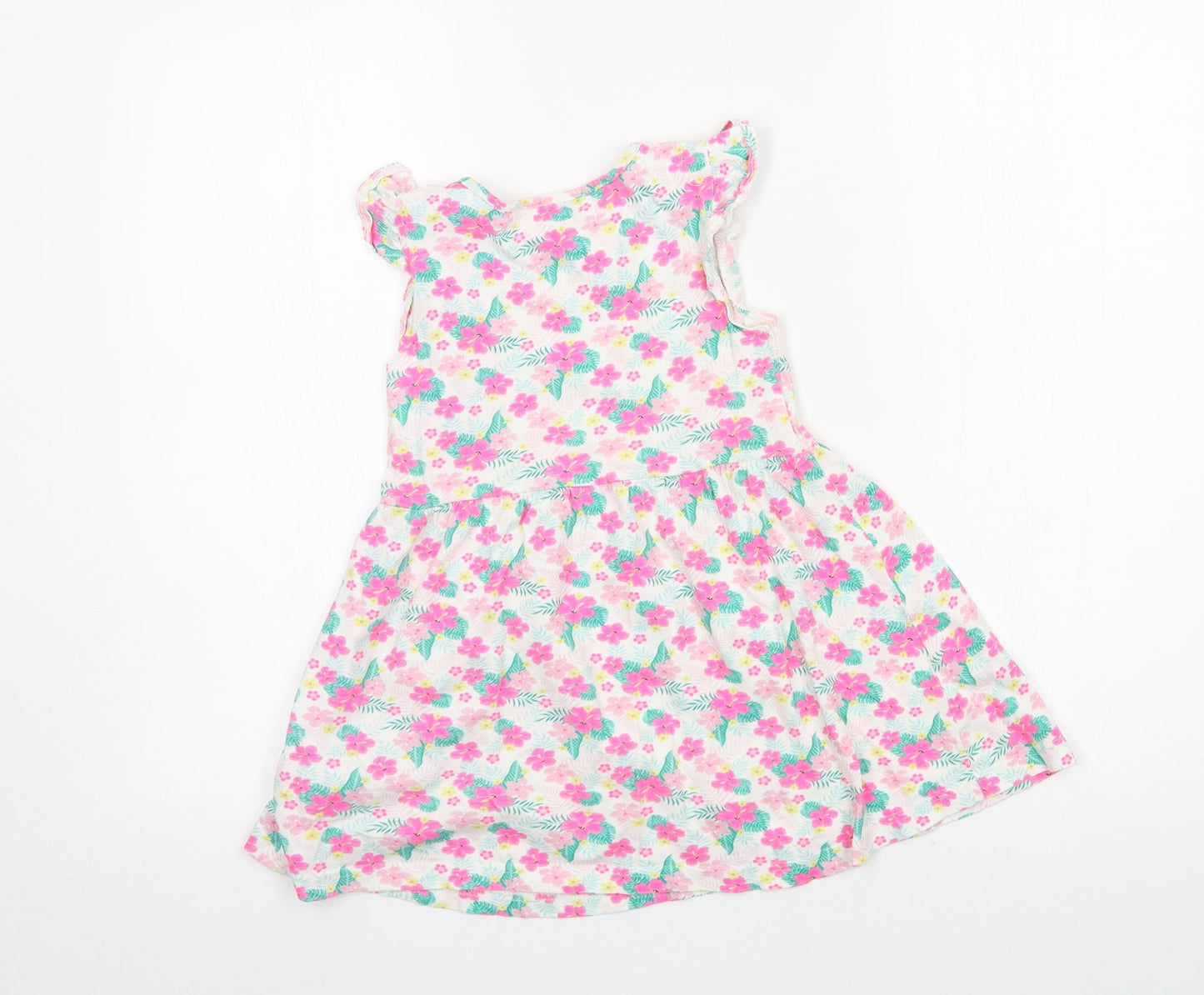 Primark Girls Multicoloured Floral Jersey T-Shirt Dress  Size 5-6 Years