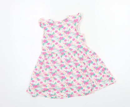 Primark Girls Multicoloured Floral Jersey T-Shirt Dress  Size 5-6 Years