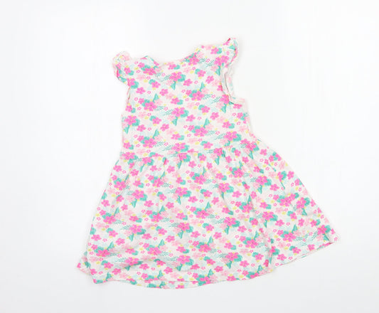 Primark Girls Multicoloured Floral Jersey T-Shirt Dress  Size 5-6 Years