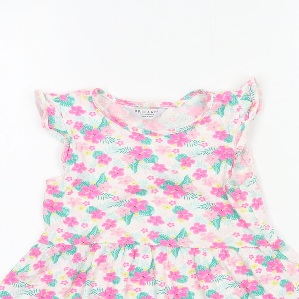 Primark Girls Multicoloured Floral Jersey T-Shirt Dress  Size 5-6 Years