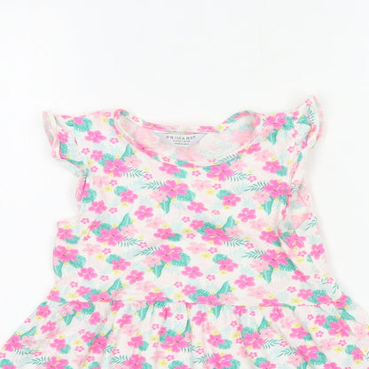 Primark Girls Multicoloured Floral Jersey T-Shirt Dress  Size 5-6 Years