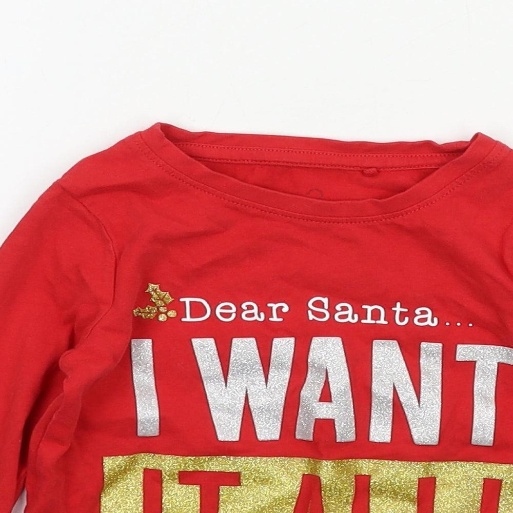 NEXT Girls Red  Jersey Basic T-Shirt Size 4 Years  - Dear Santa
