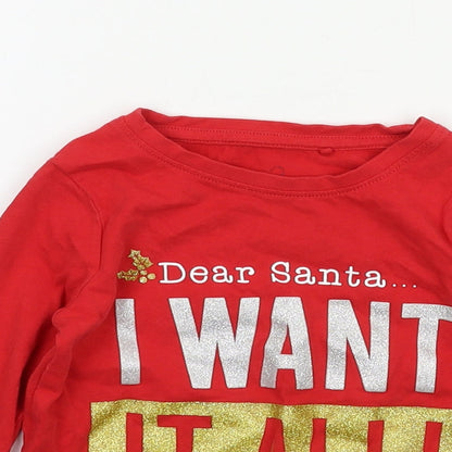 NEXT Girls Red  Jersey Basic T-Shirt Size 4 Years  - Dear Santa