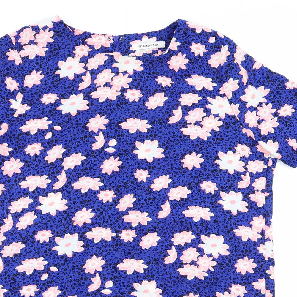 Glamorous Womens Blue Floral  A-Line  Size 12