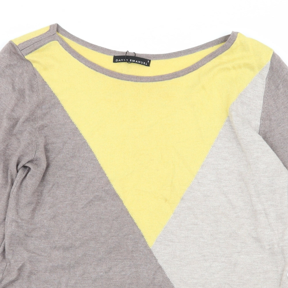 David Emanuel Womens Multicoloured Geometric  Pullover Jumper Size S
