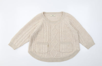 Womens UK Size S OASIS Beige Pullover Jumper