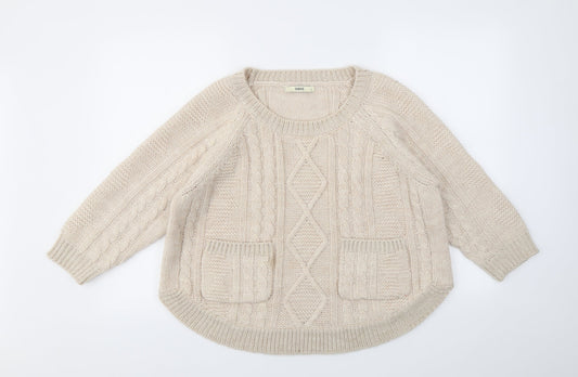 Womens UK Size S OASIS Beige Pullover Jumper