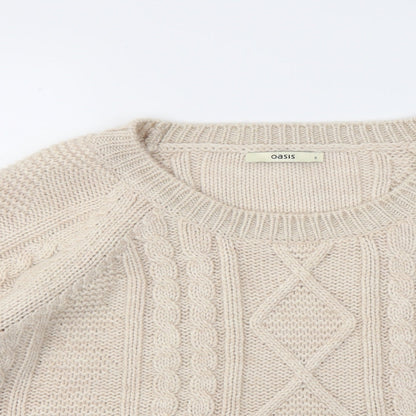 Womens UK Size S OASIS Beige Pullover Jumper