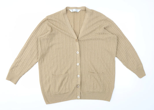 Womens UK Size 14 M&S Brown Cardigan Jumper