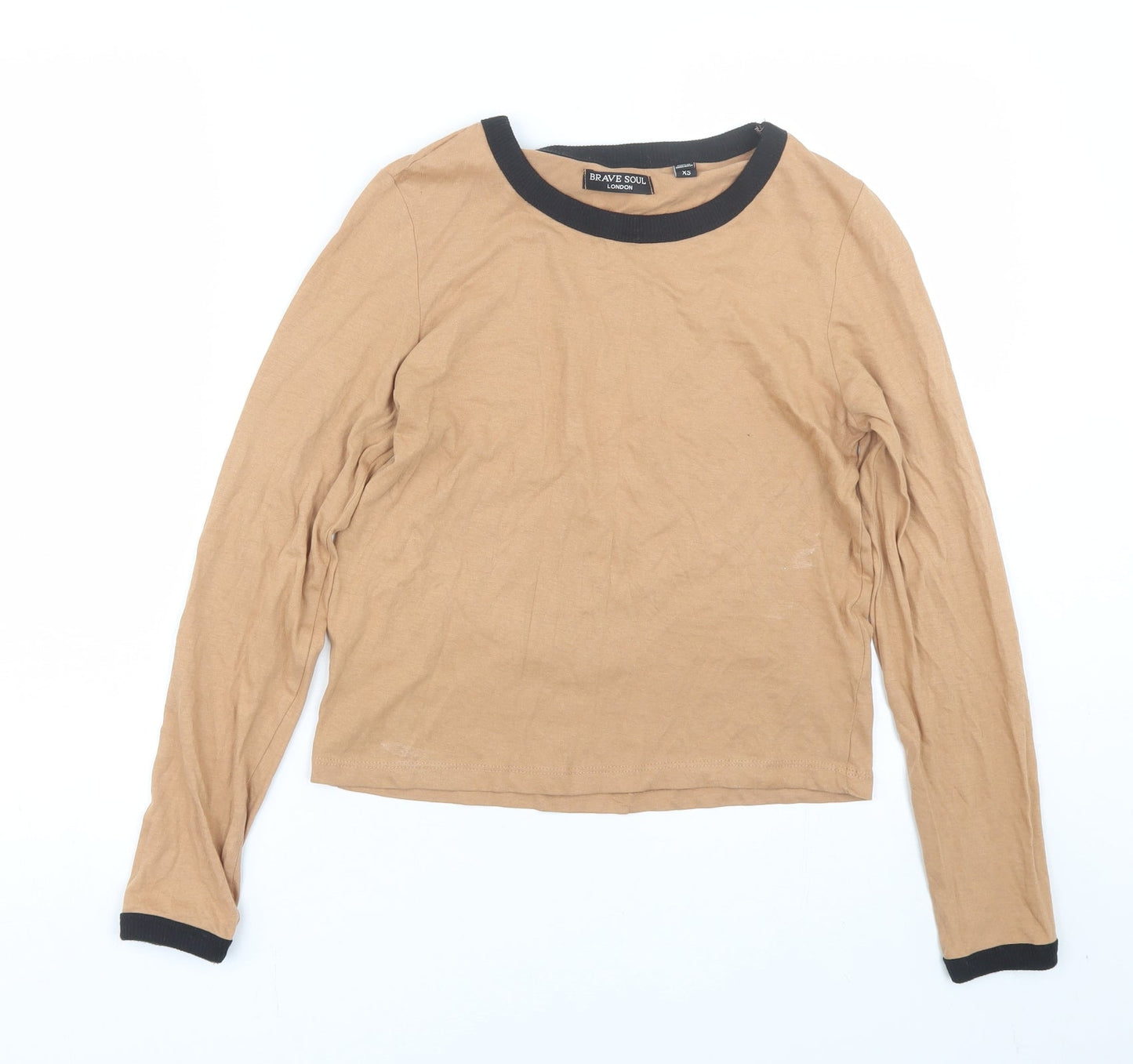 Womens UK Size XS Brave Soul Brown Basic T-Shirt