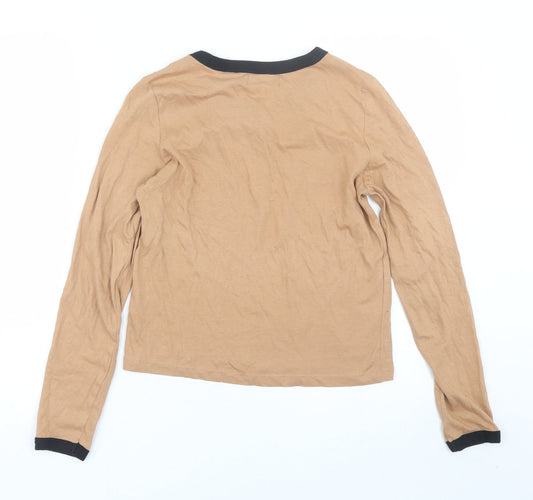 Womens UK Size XS Brave Soul Brown Basic T-Shirt