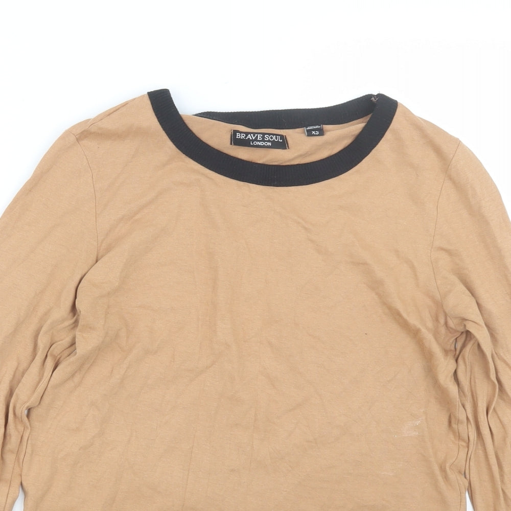 Womens UK Size XS Brave Soul Brown Basic T-Shirt