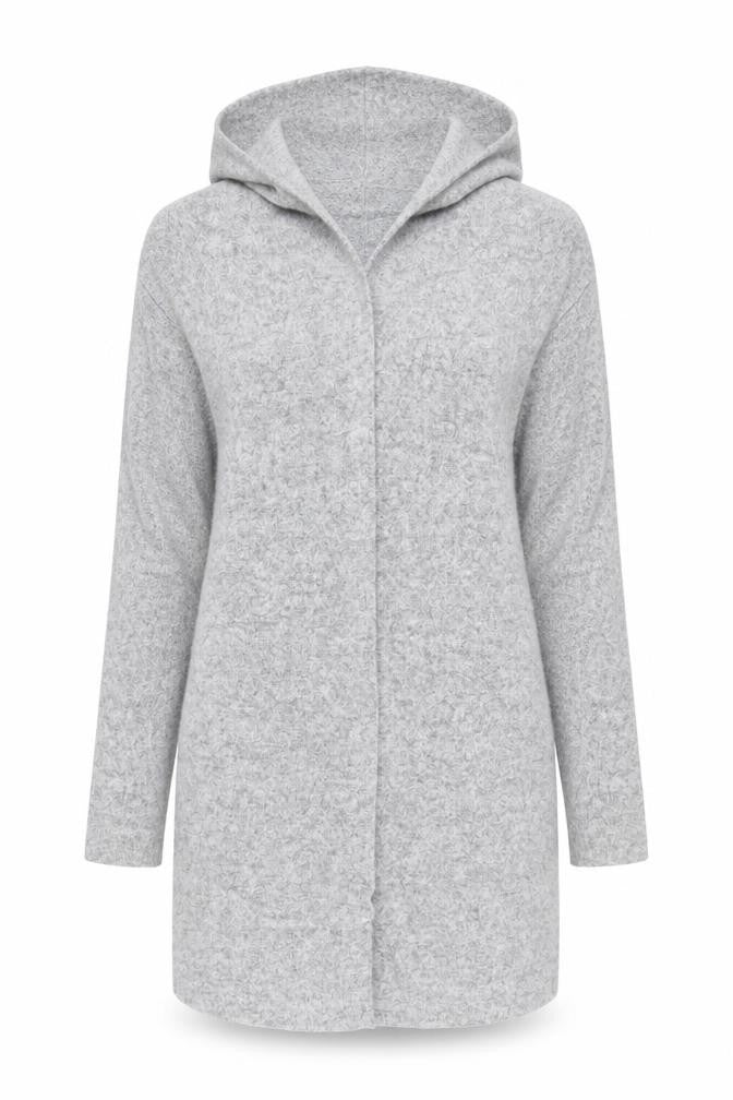 Front view of H&M women’s grey cardigan jumper, size S
