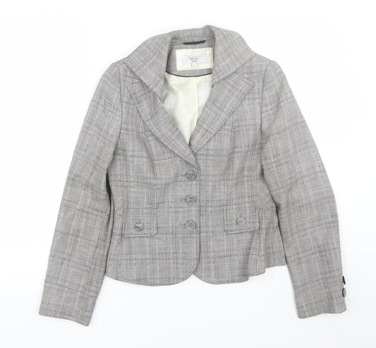 NEXT Womens Grey Plaid  Jacket Suit Size 8