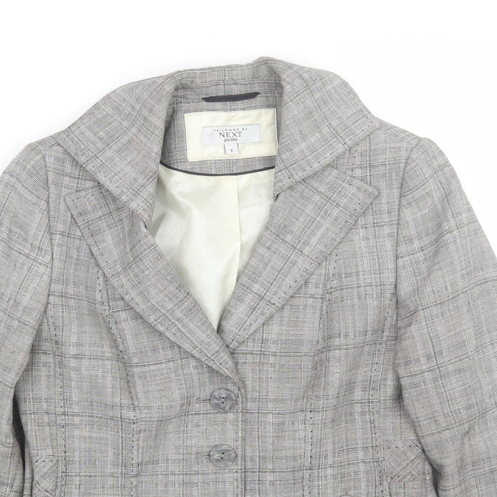 NEXT Womens Grey Plaid  Jacket Suit Size 8