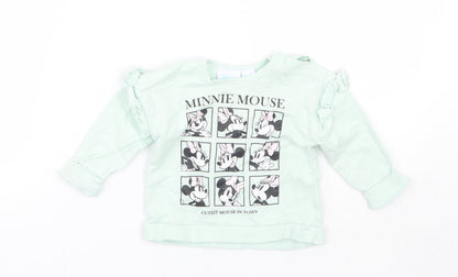 Disney Girls Green   Basic T-Shirt Size 3-6 Months  - Minnie Mouse