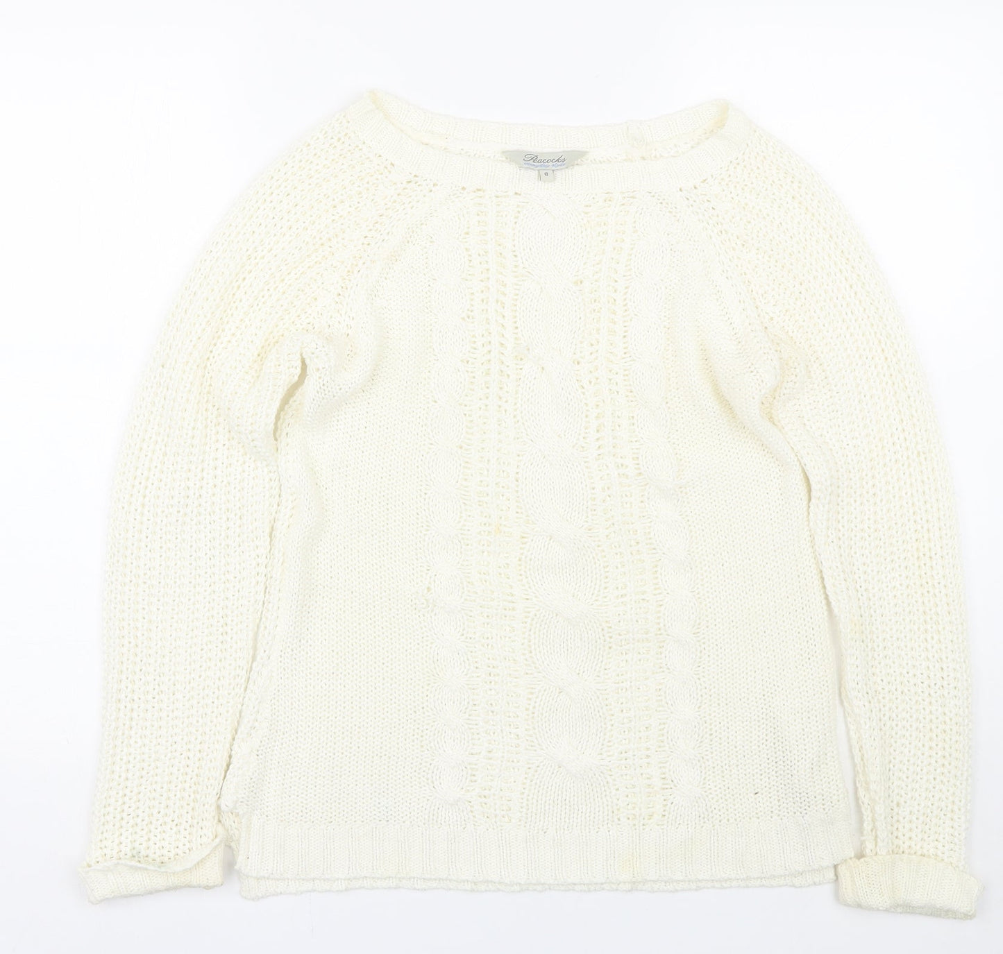 Womens UK Size 8 Peacocks White Pullover Jumper