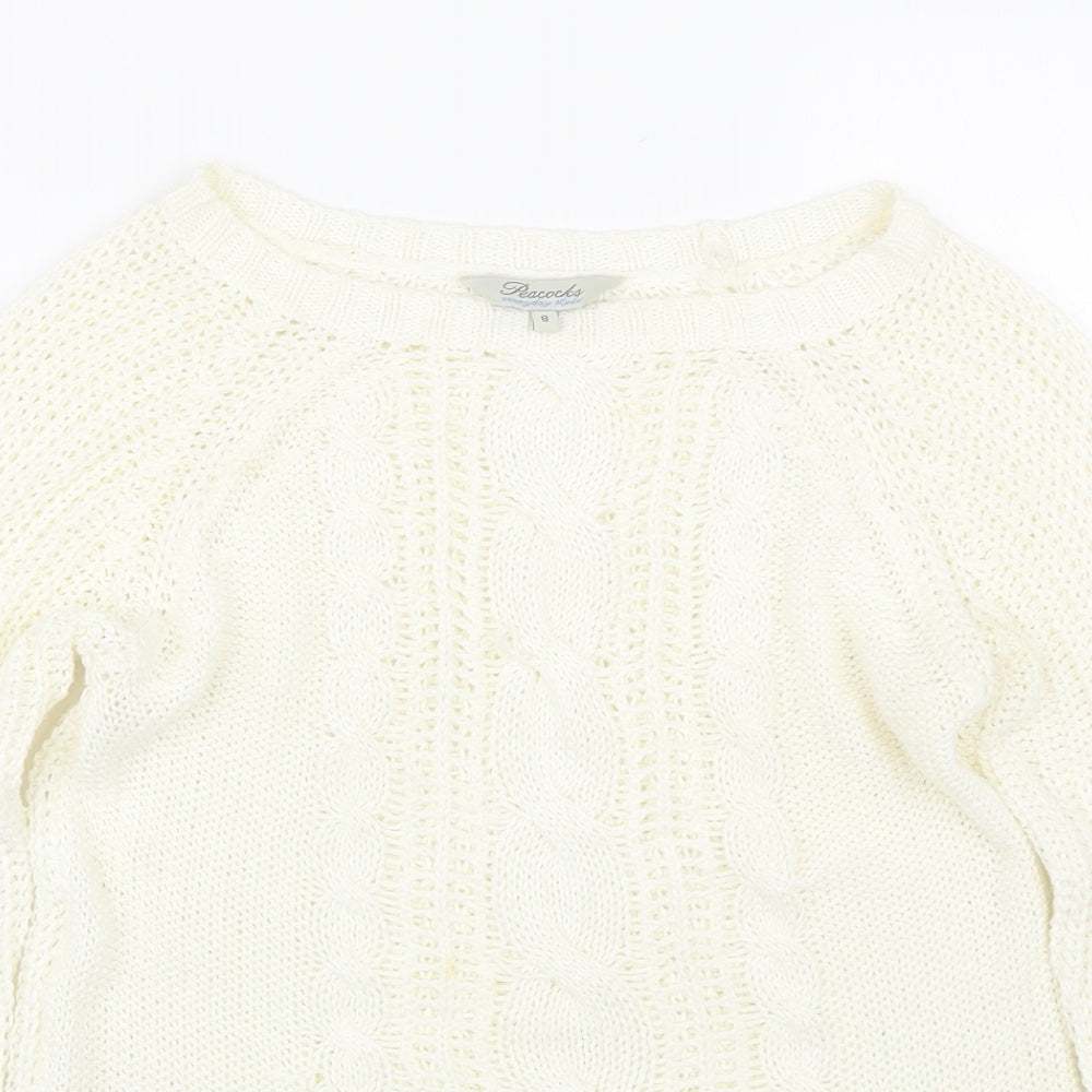 Womens UK Size 8 Peacocks White Pullover Jumper