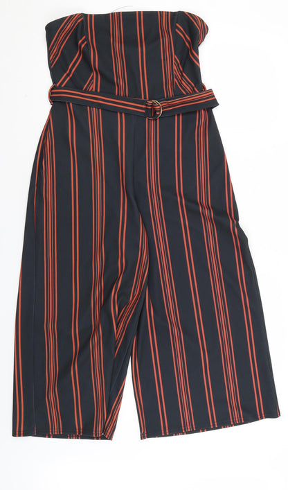 New Look Womens Black Striped  Romper One-Piece Size M L21 in