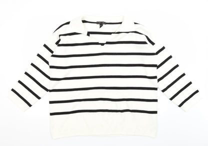 New Look Mens Ivory Striped  Pullover Jumper Size S