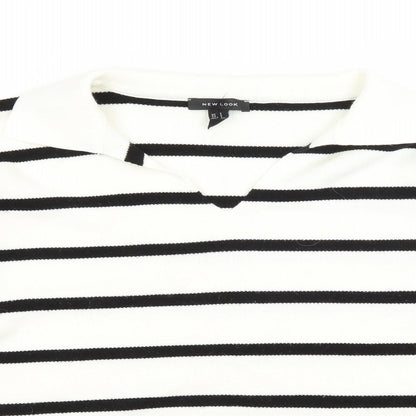 New Look Mens Ivory Striped  Pullover Jumper Size S