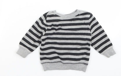 Primark Baby Grey Striped  Pullover Jumper Size 9-12 Months  - Merry Rex-mas