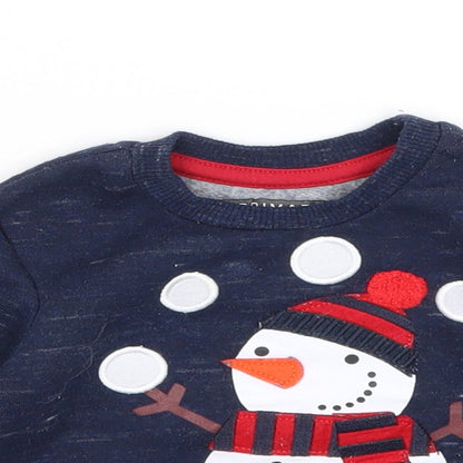 Primark Baby Blue   Pullover Jumper Size 9-12 Months  - Snowman