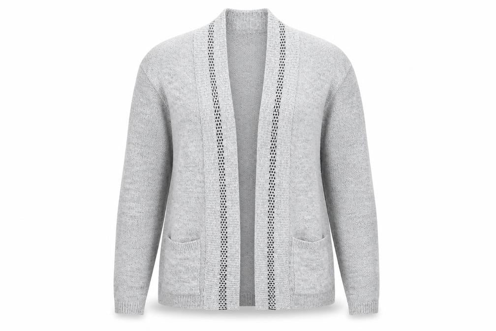 Front view of Pure Fashion women’s grey shrug jumper, size L