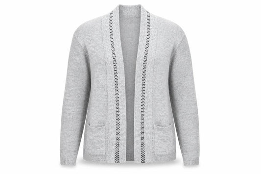 Front view of Pure Fashion women’s grey shrug jumper, size L