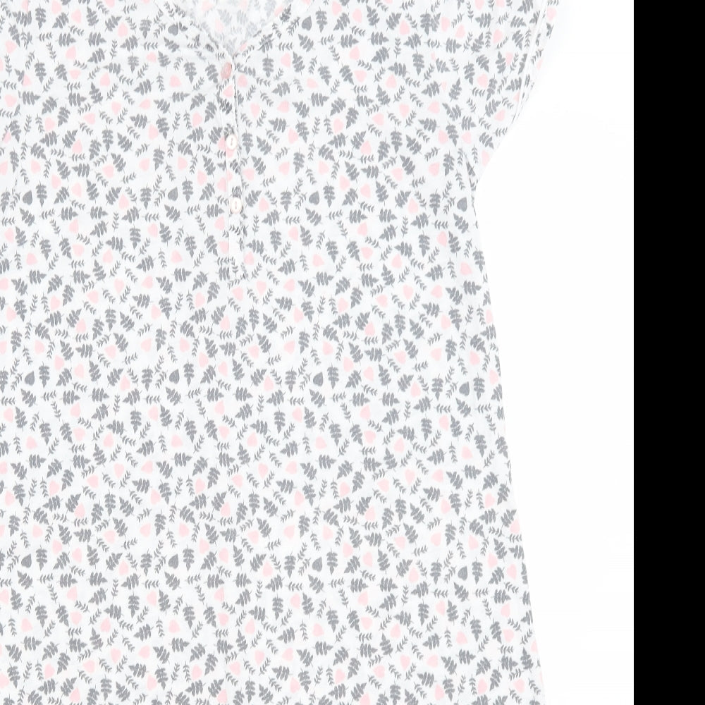 Matalan Womens White Floral  Top Nightshirt Size M