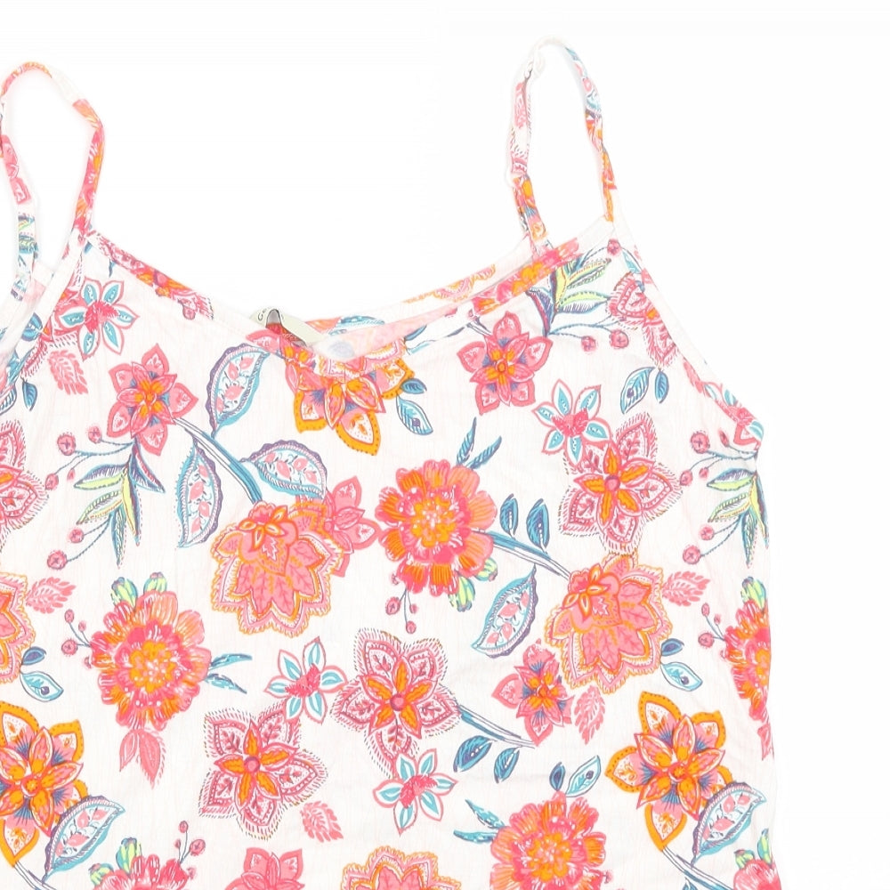 George Womens White Floral  Camisole Tank Size 12