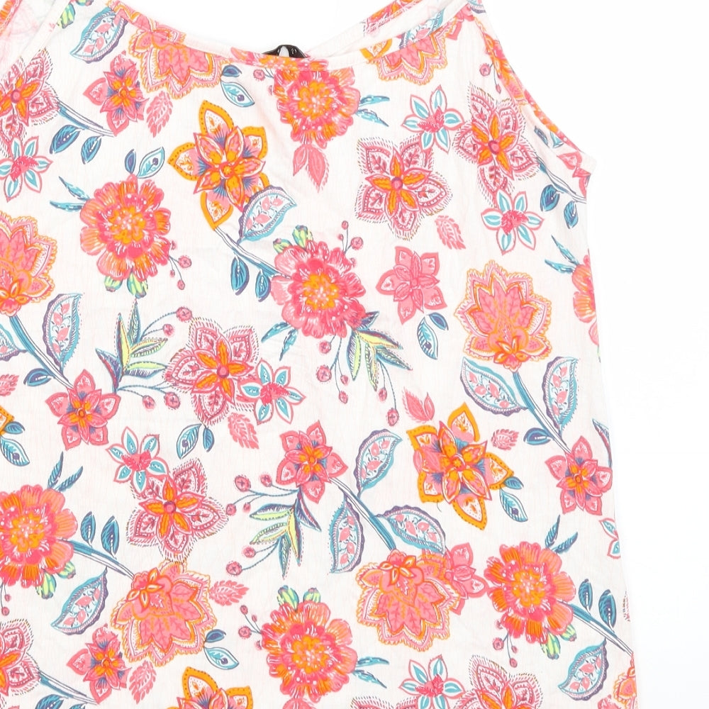 George Womens White Floral  Camisole Tank Size 12