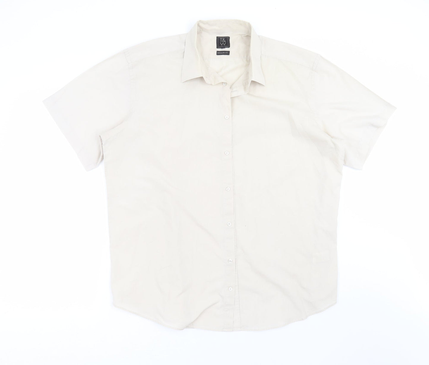 Taylor & Wright Mens Beige    Button-Up Size 17.5