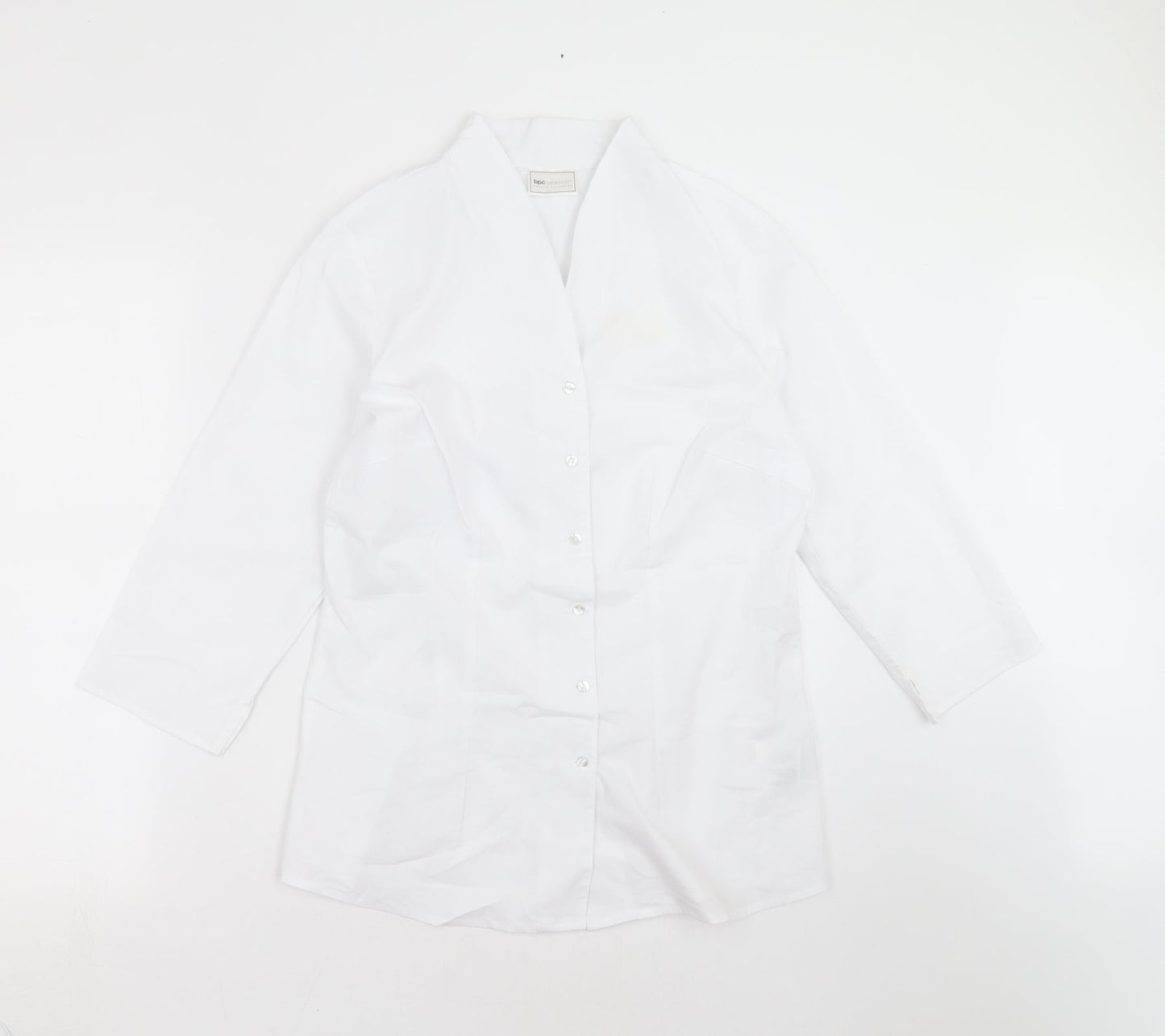 BCP Collection Womens White   Basic Button-Up Size 14