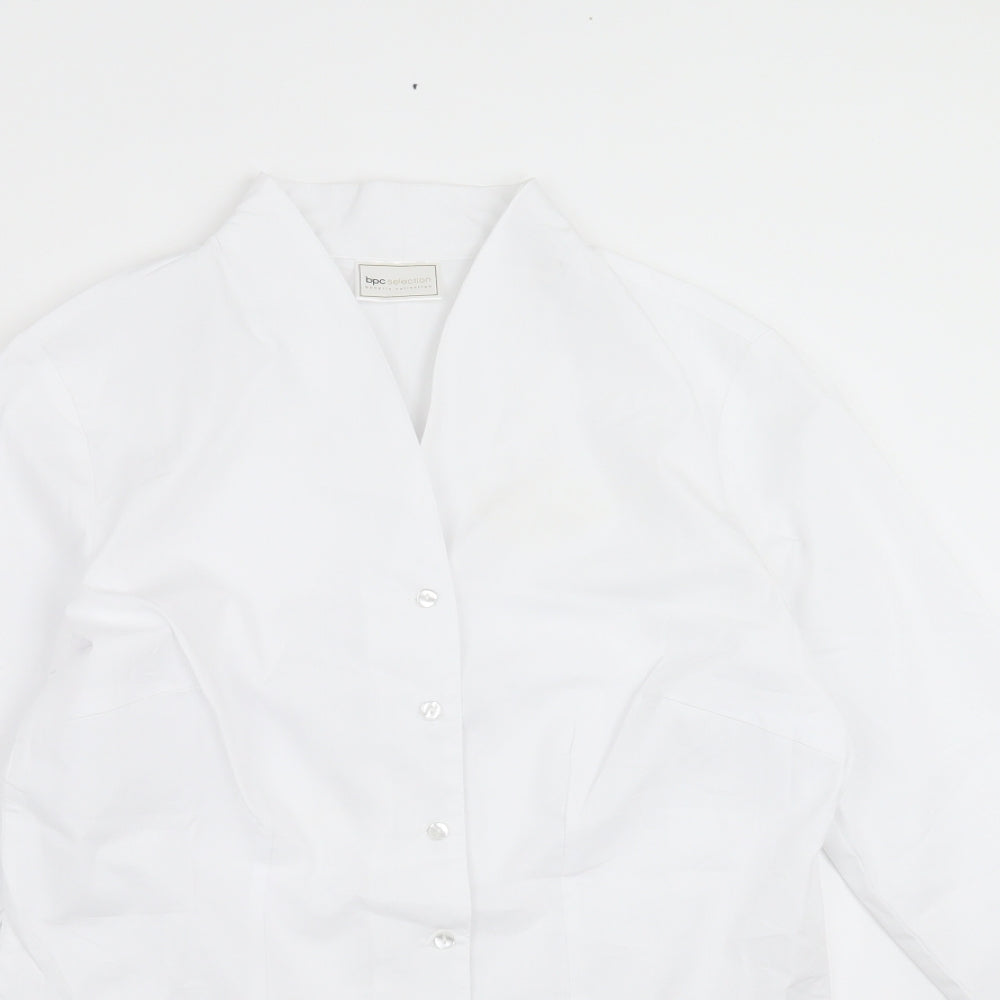 BCP Collection Womens White   Basic Button-Up Size 14