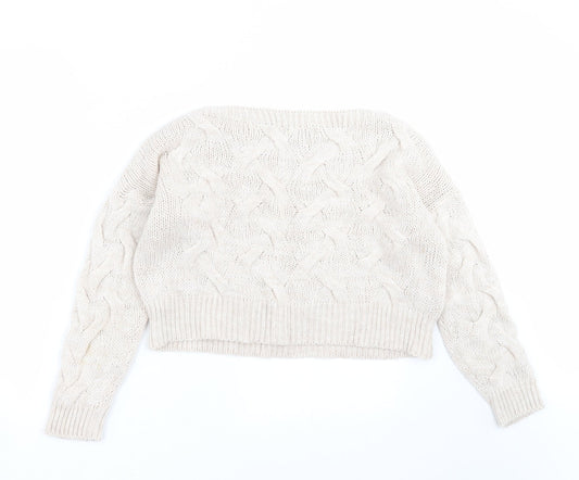 Luisa Ricci Womens Beige  Knit Pullover Jumper Size S  - cropped