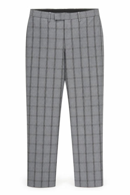 Front view of Harry Brown men’s grey check trousers, size 30, in, 31-inch leg