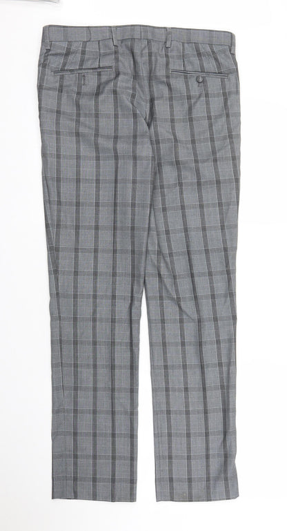 Harry Brown Mens Grey Check  Trousers  Size 30 in L31 in