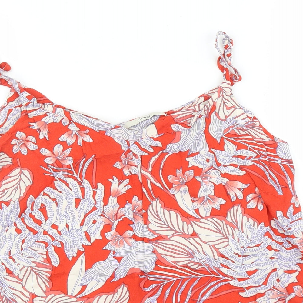 George Womens Red Floral  Basic Blouse Size 12