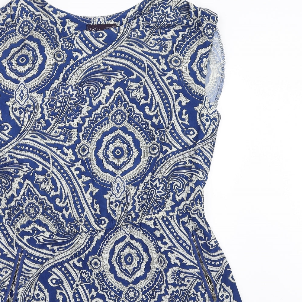 Rubee B Womens Blue Geometric  Fit & Flare  Size 8