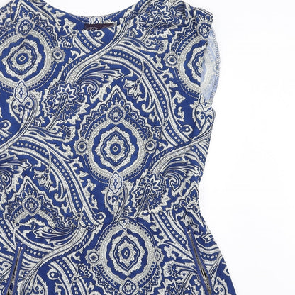 Rubee B Womens Blue Geometric  Fit & Flare  Size 8