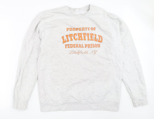 Mens UK Size L All We Do is Grey Pullover Sweatshirt