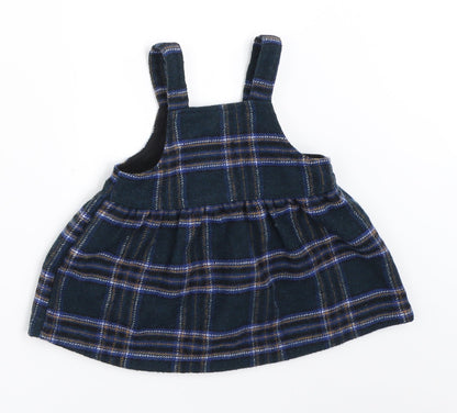 NEXT Girls Blue Check  Pinafore/Dungaree Dress  Size 3-6 Months