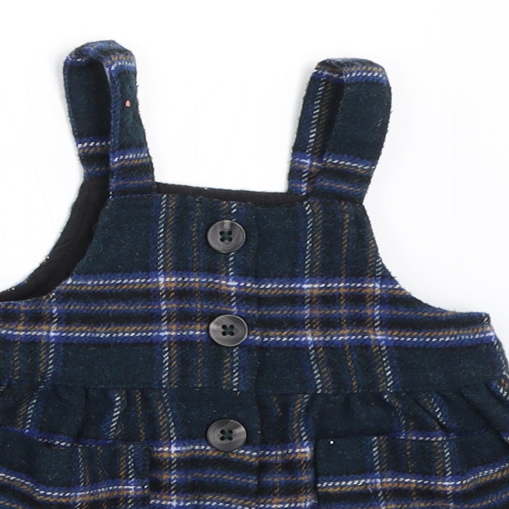NEXT Girls Blue Check  Pinafore/Dungaree Dress  Size 3-6 Months