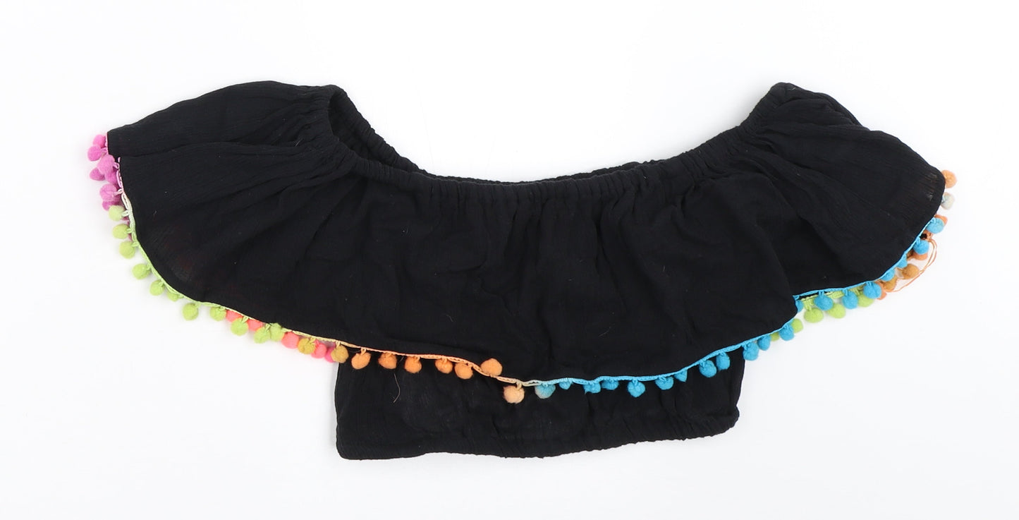 Boohoo Womens Black   Cropped Blouse Size M