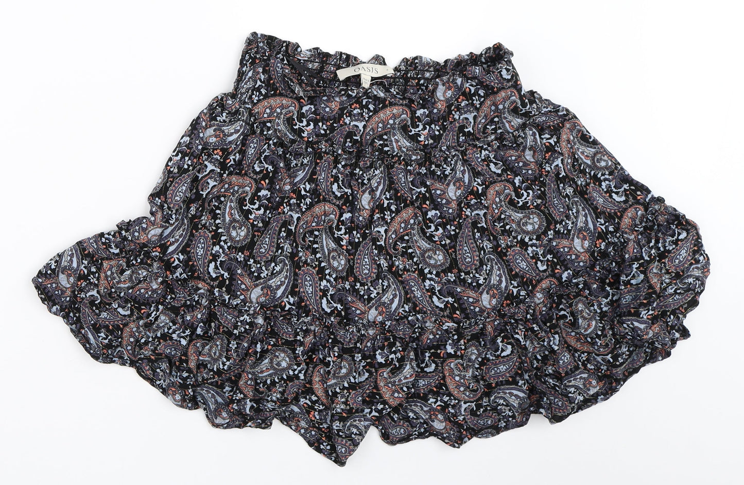 Oasis Womens Blue Paisley  Flare Skirt Size 8