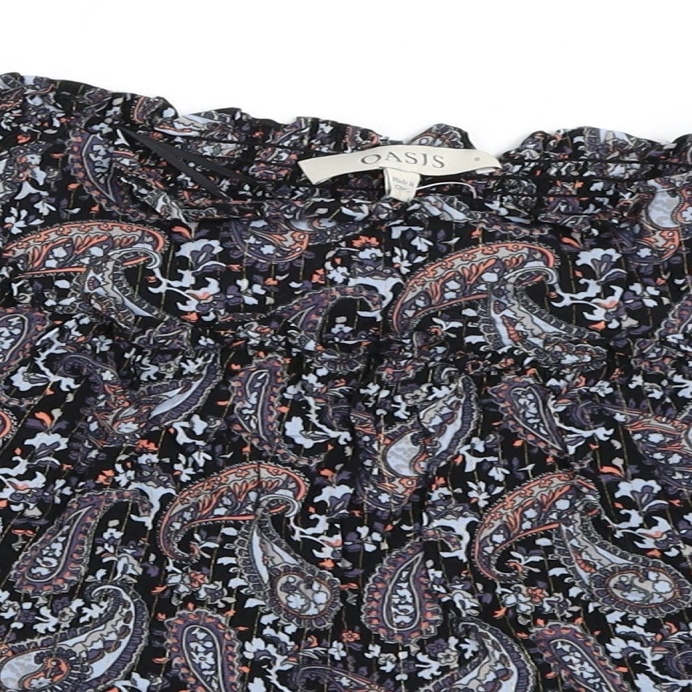 Oasis Womens Blue Paisley  Flare Skirt Size 8