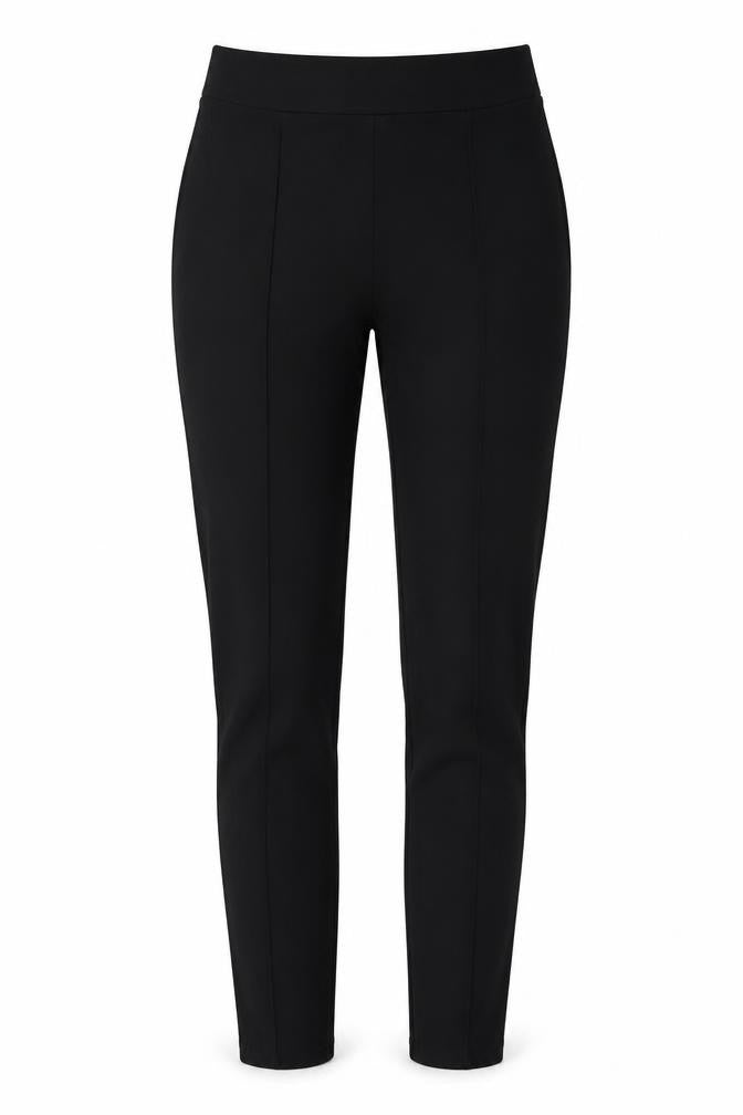 Front view of Miss Selfridge women’s black capri trousers, size UK 8, 20-inch leg