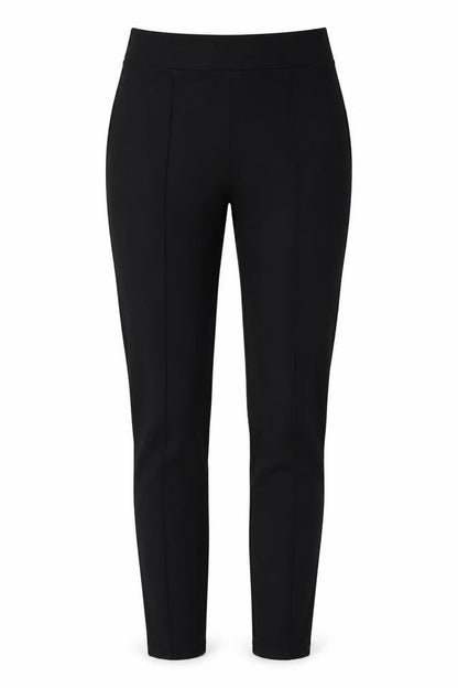 Front view of Miss Selfridge women’s black capri trousers, size UK 8, 20-inch leg