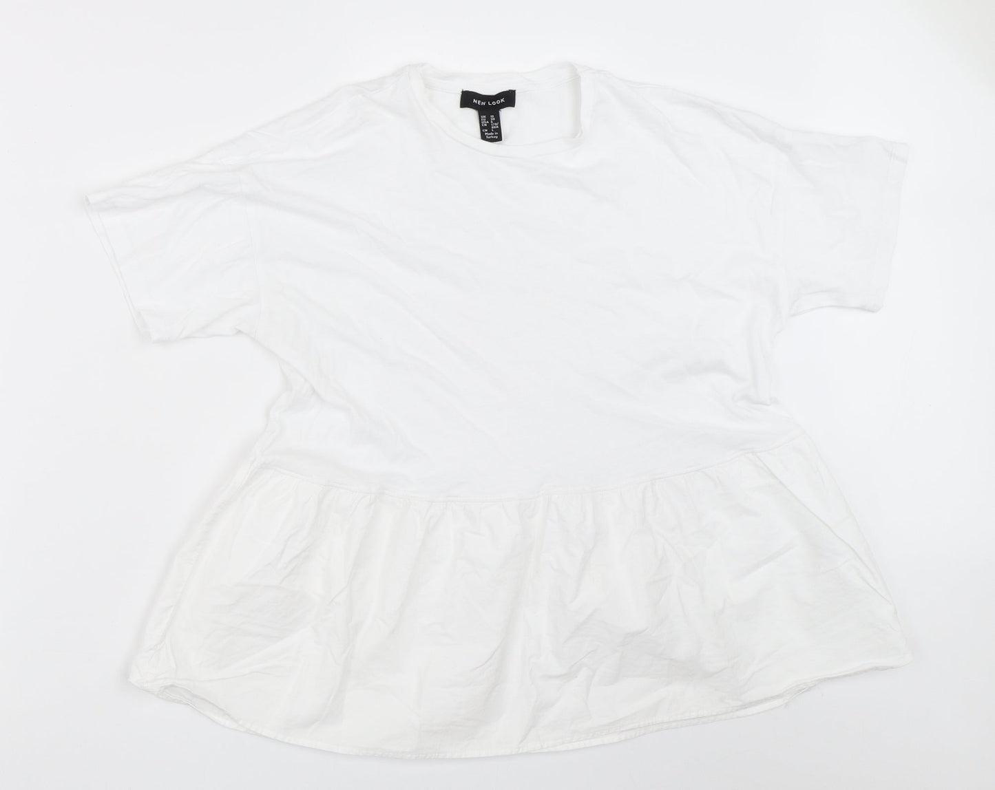 Womens UK Size 10 New Look White Basic T-Shirt